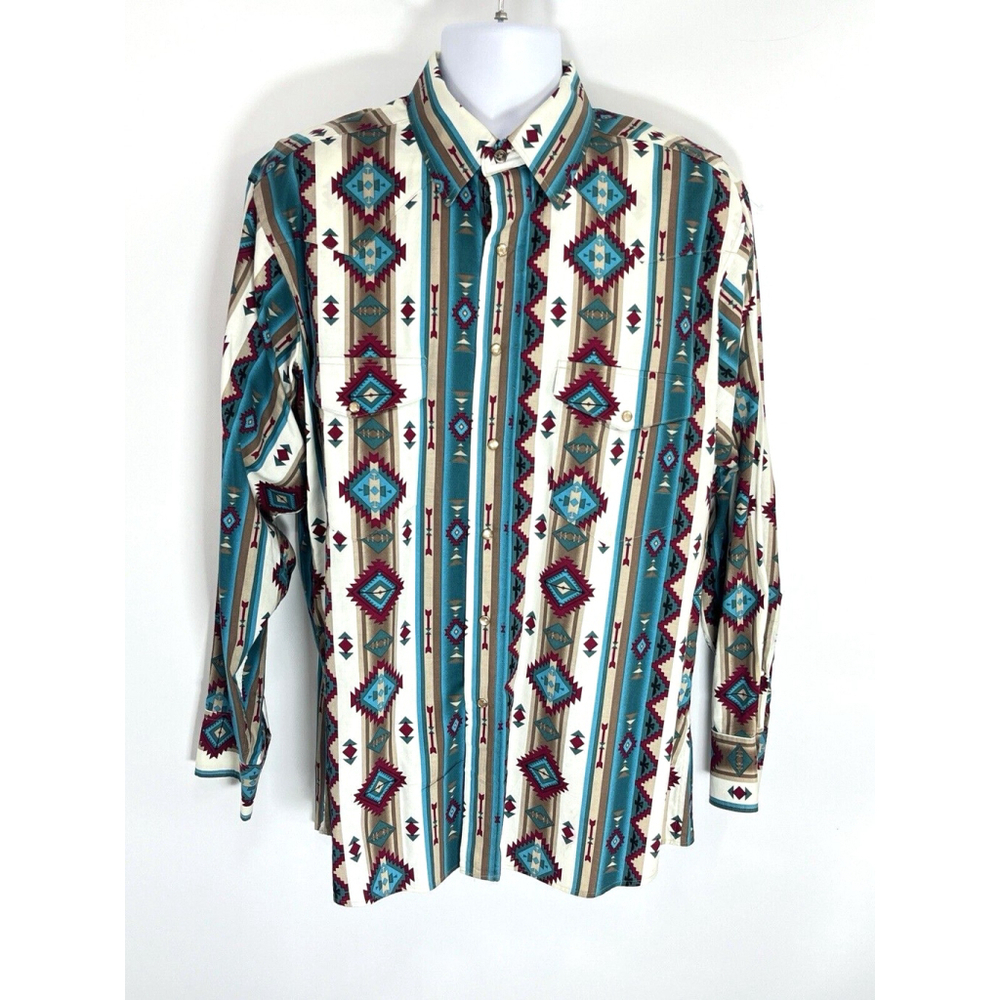 Panhandle Slim MensAztec Western Pearl‎ Snap Shirt Size L 16 1/2 34 35